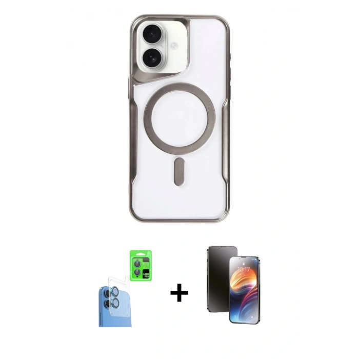 MARSİLYAN™- iPhone 16 Kılıf Yadigar Klasik Özel Seri - Siyah 3D Antistatik Mat Seramik Nano Ekran Koruyucu + Raze Metal Kamera Lens - LT