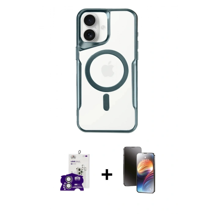 MARSİLYAN™- iPhone 16 Kılıf Yadigar Klasik Özel Seri - Siyah 3D Antistatik Mat Seramik Nano Ekran Koruyucu + Bilvis Titan Kamera Lens - GS