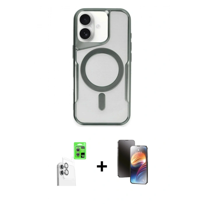 MARSİLYAN™- iPhone 16 Kılıf Yadigar Klasik Özel Seri - Siyah 3D Antistatik Mat Seramik Nano Ekran Koruyucu + Raze Metal Kamera Lens - BZ