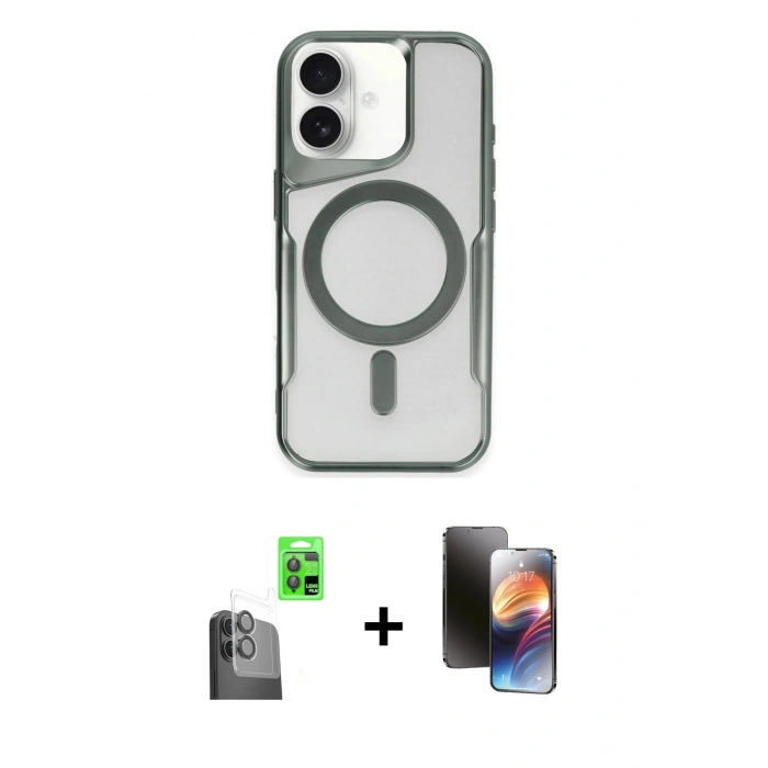 MARSİLYAN™- iPhone 16 Kılıf Yadigar Klasik Özel Seri - Siyah 3D Antistatik Mat Seramik Nano Ekran Koruyucu + Raze Metal Kamera Lens - SH