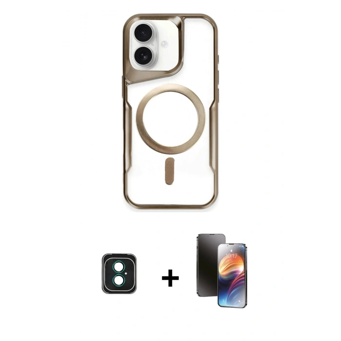 MARSİLYAN™- iPhone 16 Kılıf Yadigar Klasik Özel Seri - Siyah 3D Antistatik Mat Seramik Nano Ekran Koruyucu + Yeşil PVD Metal Kamera Lens