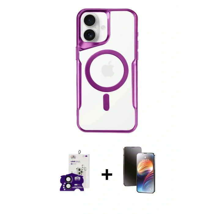 MARSİLYAN™- iPhone 16 Kılıf Yadigar Klasik Özel Seri - Siyah 3D Antistatik Mat Seramik Nano Ekran Koruyucu + Bilvis Titan Kamera Lens - SH