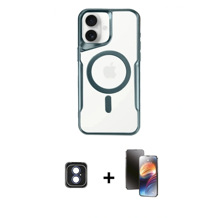 MARSİLYAN™- iPhone 16 Kılıf Yadigar Klasik Özel Seri - Siyah 3D Antistatik Mat Seramik Nano Ekran Koruyucu + PVD Metal Kamera Lens - MI