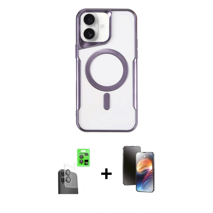 MARSİLYAN™- iPhone 16 Kılıf Yadigar Klasik Özel Seri - Siyah 3D Antistatik Mat Seramik Nano Ekran Koruyucu + Raze Metal Kamera Lens - SH