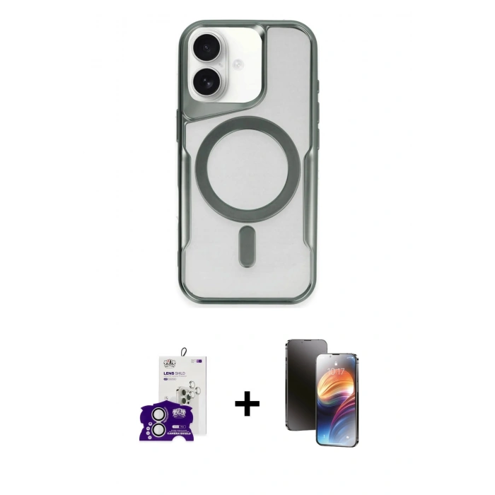 MARSİLYAN™- iPhone 16 Kılıf Yadigar Klasik Özel Seri - Siyah 3D Antistatik Mat Seramik Nano Ekran Koruyucu + Bilvis Titan Kamera Lens - GS