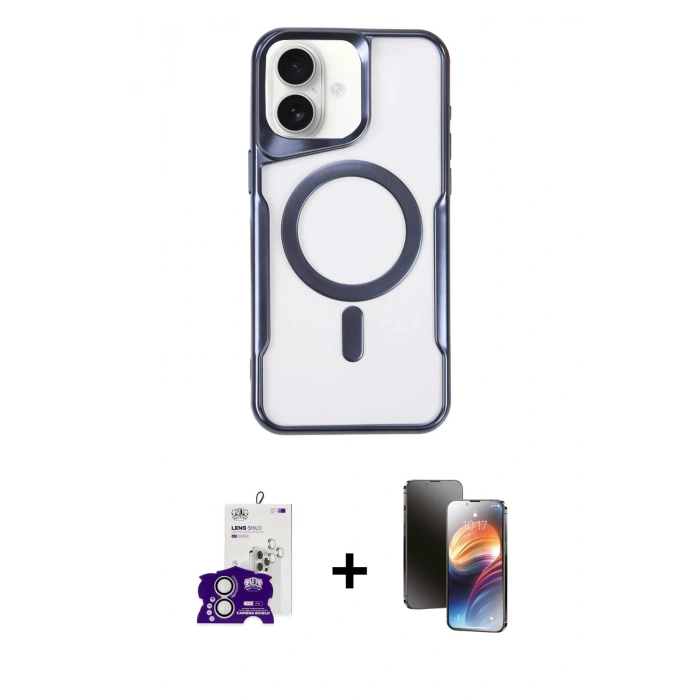 MARSİLYAN™- iPhone 16 Kılıf Yadigar Klasik Özel Seri - Siyah 3D Antistatik Mat Seramik Nano Ekran Koruyucu + Bilvis Titan Kamera Lens - GS