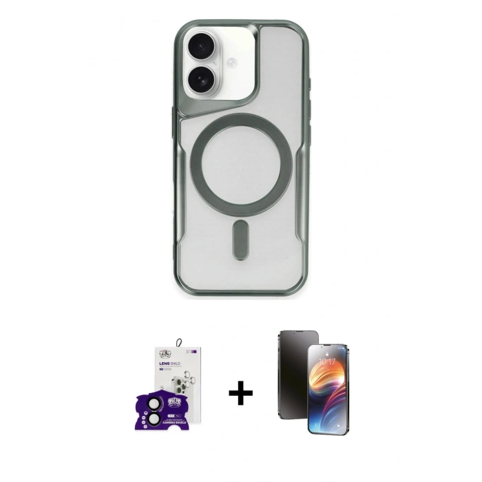 MARSİLYAN™- iPhone 16 Kılıf Yadigar Klasik Özel Seri - Siyah 3D Antistatik Mat Seramik Nano Ekran Koruyucu + Bilvis Titan Kamera Lens - SH