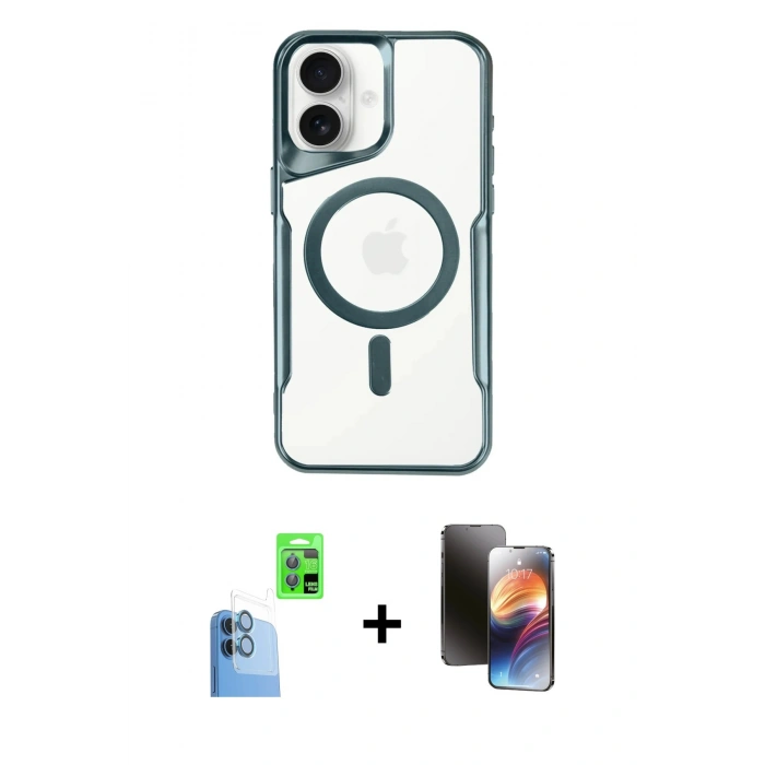 MARSİLYAN™- iPhone 16 Kılıf Yadigar Klasik Özel Seri - Siyah 3D Antistatik Mat Seramik Nano Ekran Koruyucu + Raze Metal Kamera Lens - LT