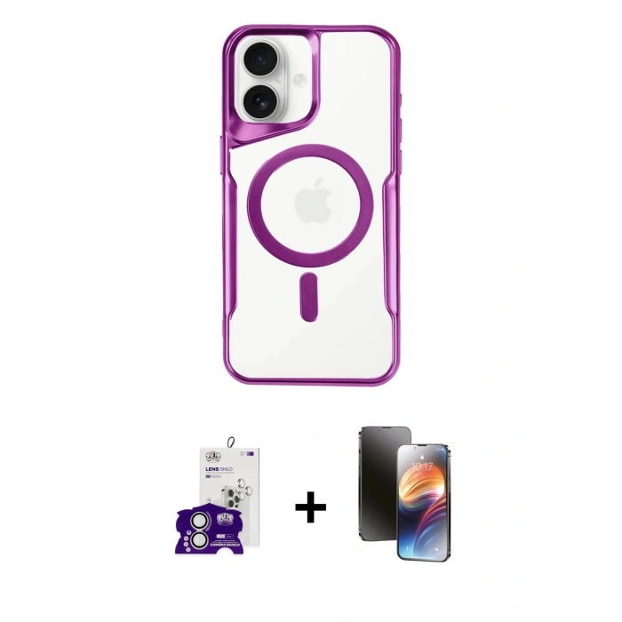 MARSİLYAN™- iPhone 16 Kılıf Yadigar Klasik Özel Seri - Siyah 3D Antistatik Mat Seramik Nano Ekran Koruyucu + Bilvis Titan Kamera Lens - GS