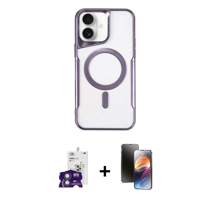 MARSİLYAN™- iPhone 16 Kılıf Yadigar Klasik Özel Seri - Siyah 3D Antistatik Mat Seramik Nano Ekran Koruyucu + Bilvis Titan Kamera Lens - YL