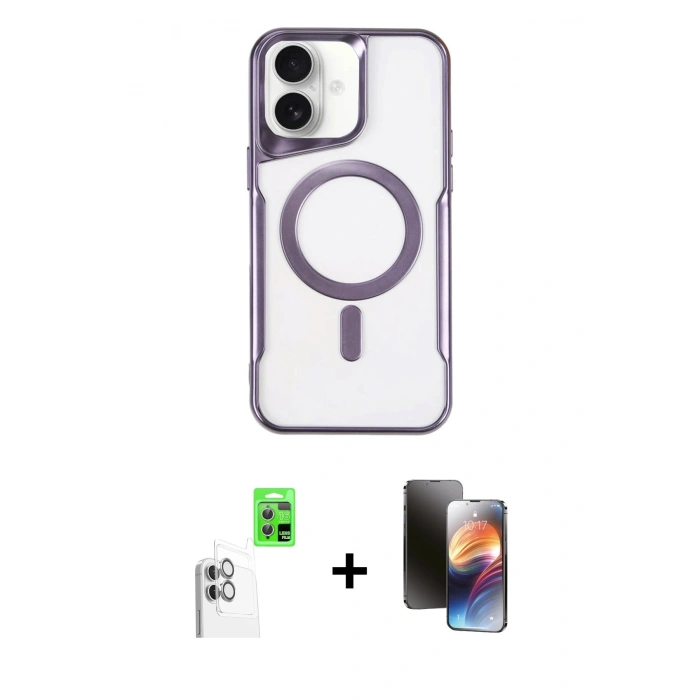 MARSİLYAN™- iPhone 16 Kılıf Yadigar Klasik Özel Seri - Siyah 3D Antistatik Mat Seramik Nano Ekran Koruyucu + Raze Metal Kamera Lens - BZ