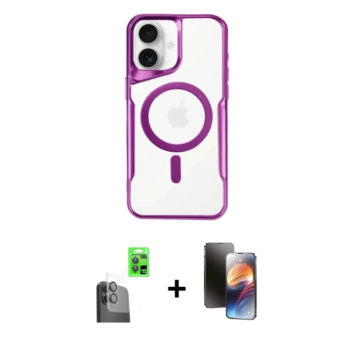 MARSİLYAN™- iPhone 16 Kılıf Yadigar Klasik Özel Seri - Siyah 3D Antistatik Mat Seramik Nano Ekran Koruyucu + Raze Metal Kamera Lens - SH