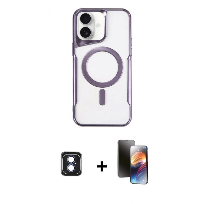 MARSİLYAN™- iPhone 16 Kılıf Yadigar Klasik Özel Seri - Siyah 3D Antistatik Mat Seramik Nano Ekran Koruyucu + PVD Metal Kamera Lens - MI