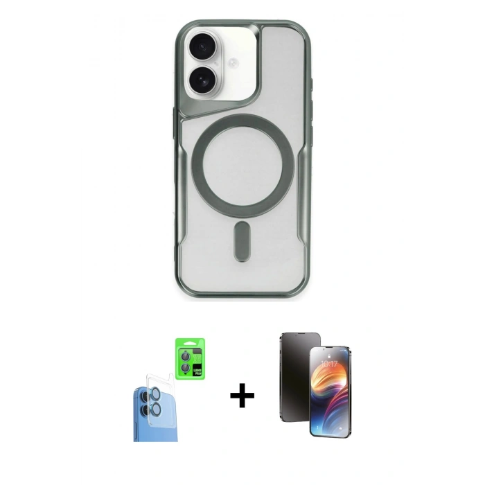 MARSİLYAN™- iPhone 16 Kılıf Yadigar Klasik Özel Seri - Siyah 3D Antistatik Mat Seramik Nano Ekran Koruyucu + Raze Metal Kamera Lens - LT