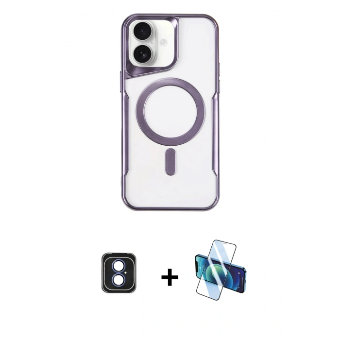 MARSİLYAN™- iPhone 16 Kılıf Yadigar Klasik Özel Seri - Siyah 3D Antistatik Seramik Nano Ekran Koruyucu + PVD Metal Kamera Lens - MI