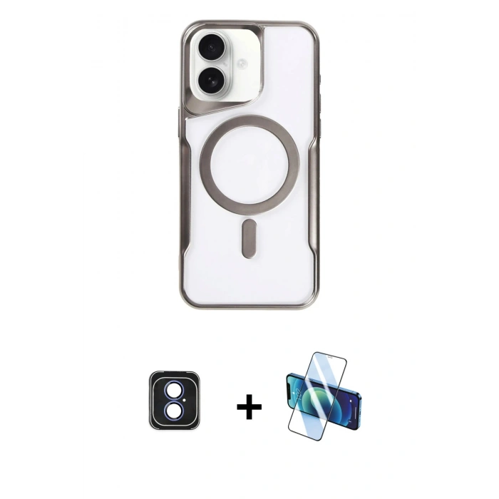 MARSİLYAN™- iPhone 16 Kılıf Yadigar Klasik Özel Seri - Siyah 3D Antistatik Seramik Nano Ekran Koruyucu + PVD Metal Kamera Lens - MI