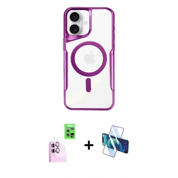 MARSİLYAN™- iPhone 16 Kılıf Yadigar Klasik Özel Seri - Siyah 3D Antistatik Seramik Nano Ekran Koruyucu + Raze Metal Kamera Lens - PE