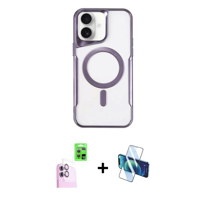 MARSİLYAN™- iPhone 16 Kılıf Yadigar Klasik Özel Seri - Siyah 3D Antistatik Seramik Nano Ekran Koruyucu + Raze Metal Kamera Lens - PE