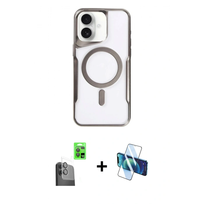 MARSİLYAN™- iPhone 16 Kılıf Yadigar Klasik Özel Seri - Siyah 3D Antistatik Seramik Nano Ekran Koruyucu + Raze Metal Kamera Lens - SH