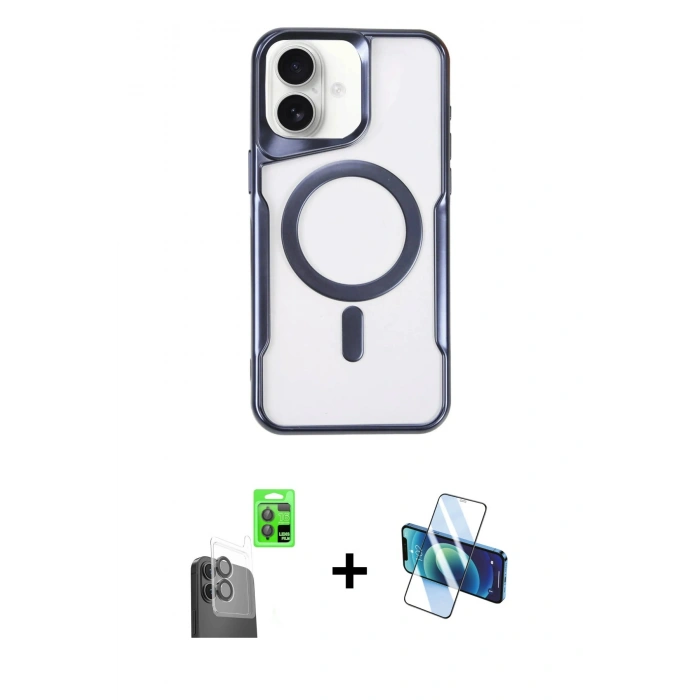 MARSİLYAN™- iPhone 16 Kılıf Yadigar Klasik Özel Seri - Siyah 3D Antistatik Seramik Nano Ekran Koruyucu + Raze Metal Kamera Lens - SH