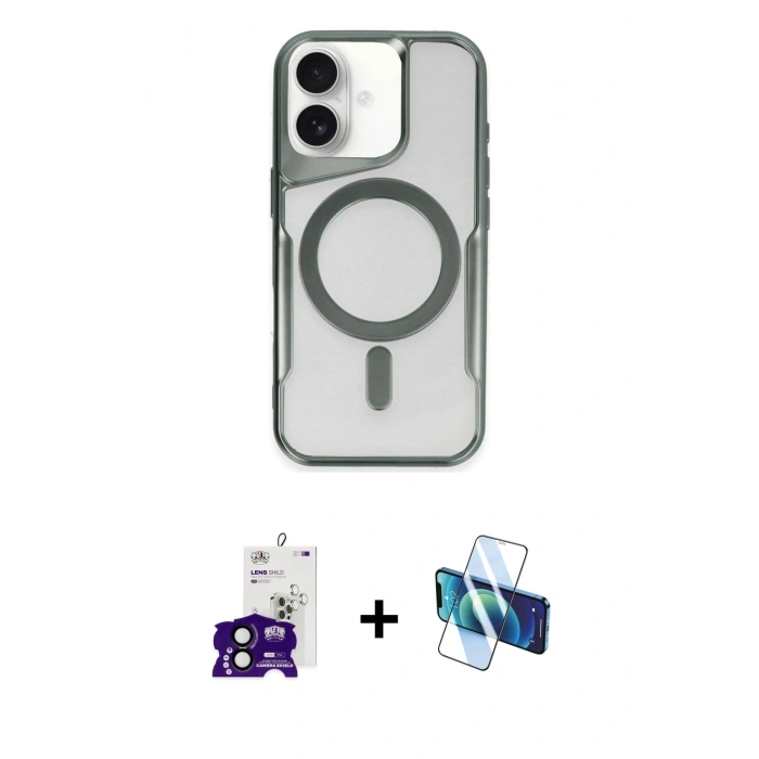 MARSİLYAN™- iPhone 16 Kılıf Yadigar Klasik Özel Seri - Siyah 3D Antistatik Seramik Nano Ekran Koruyucu + Bilvis Titan Kamera Lens - SH