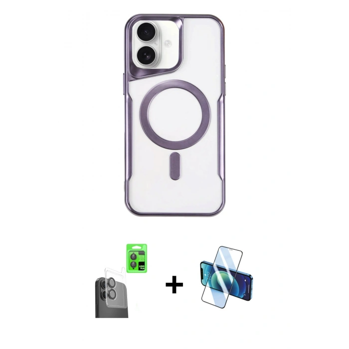 MARSİLYAN™- iPhone 16 Kılıf Yadigar Klasik Özel Seri - Siyah 3D Antistatik Seramik Nano Ekran Koruyucu + Raze Metal Kamera Lens - SH