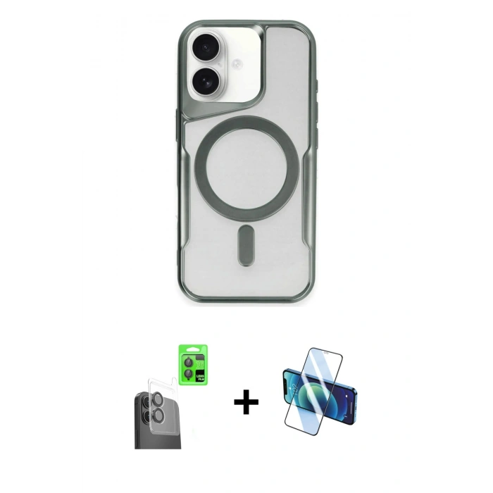 MARSİLYAN™- iPhone 16 Kılıf Yadigar Klasik Özel Seri - Siyah 3D Antistatik Seramik Nano Ekran Koruyucu + Raze Metal Kamera Lens - SH