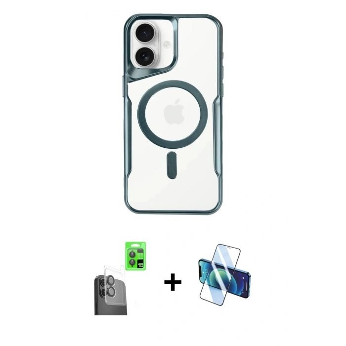 MARSİLYAN™- iPhone 16 Kılıf Yadigar Klasik Özel Seri - Siyah 3D Antistatik Seramik Nano Ekran Koruyucu + Raze Metal Kamera Lens - SH