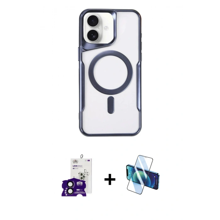 MARSİLYAN™- iPhone 16 Kılıf Yadigar Klasik Özel Seri - Siyah 3D Antistatik Seramik Nano Ekran Koruyucu + Bilvis Titan Kamera Lens - SH