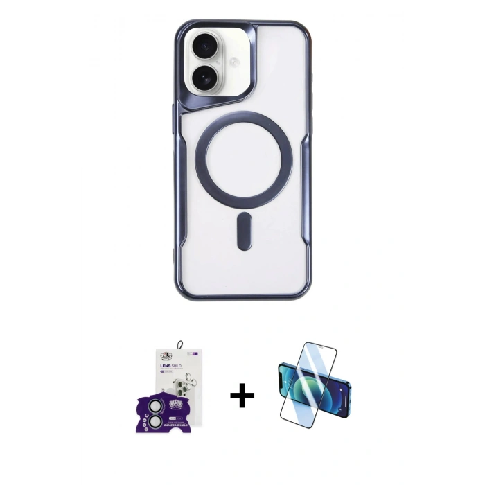 MARSİLYAN™- iPhone 16 Kılıf Yadigar Klasik Özel Seri - Siyah 3D Antistatik Seramik Nano Ekran Koruyucu + Bilvis Titan Kamera Lens - YL