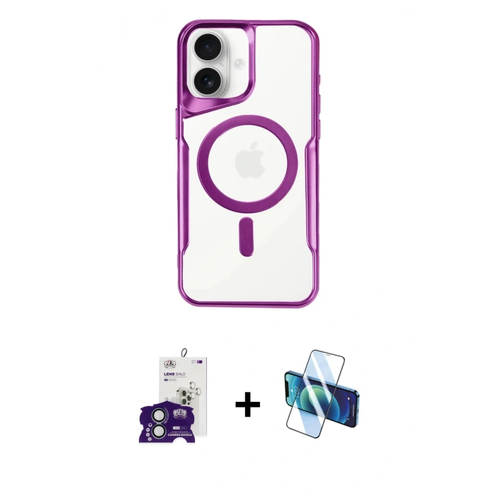 MARSİLYAN™- iPhone 16 Kılıf Yadigar Klasik Özel Seri - Siyah 3D Antistatik Seramik Nano Ekran Koruyucu + Bilvis Titan Kamera Lens - YL