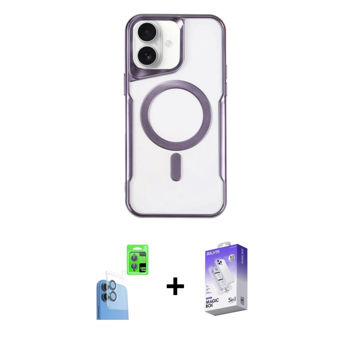 MARSİLYAN™- iPhone 16 Kılıf Yadigar Klasik Özel Seri - Siyah Bilvis 5in1 3D Magic Cam Ekran Koruyucu + Raze Metal Kamera Lens - LT