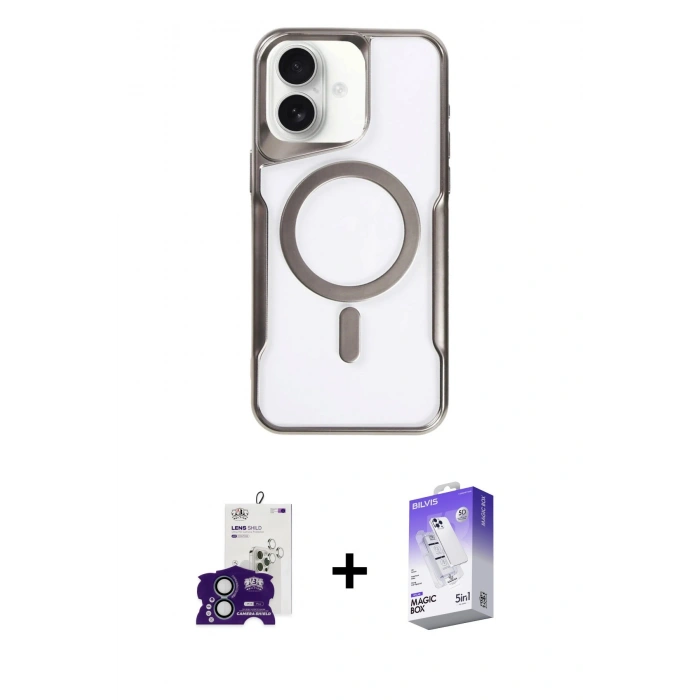 MARSİLYAN™- iPhone 16 Kılıf Yadigar Klasik Özel Seri - Siyah Bilvis 5in1 3D Magic Cam Ekran Koruyucu + Bilvis Titan Kamera Lens - YL