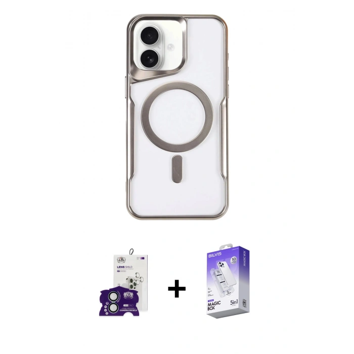 MARSİLYAN™- iPhone 16 Kılıf Yadigar Klasik Özel Seri - Siyah Bilvis 5in1 3D Magic Cam Ekran Koruyucu + Bilvis Titan Kamera Lens - YL