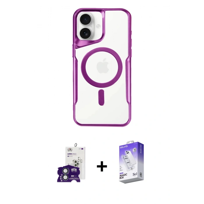 MARSİLYAN™- iPhone 16 Kılıf Yadigar Klasik Özel Seri - Siyah Bilvis 5in1 3D Magic Cam Ekran Koruyucu + Bilvis Titan Kamera Lens - YL