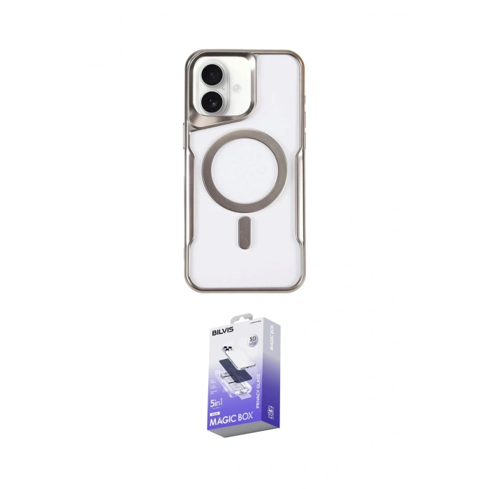 MARSİLYAN™- iPhone 16 Kılıf Yadigar Klasik Özel Seri - Siyah Bilvis 5in1 5D Magic Hayalet Cam Ekran Koruyucu