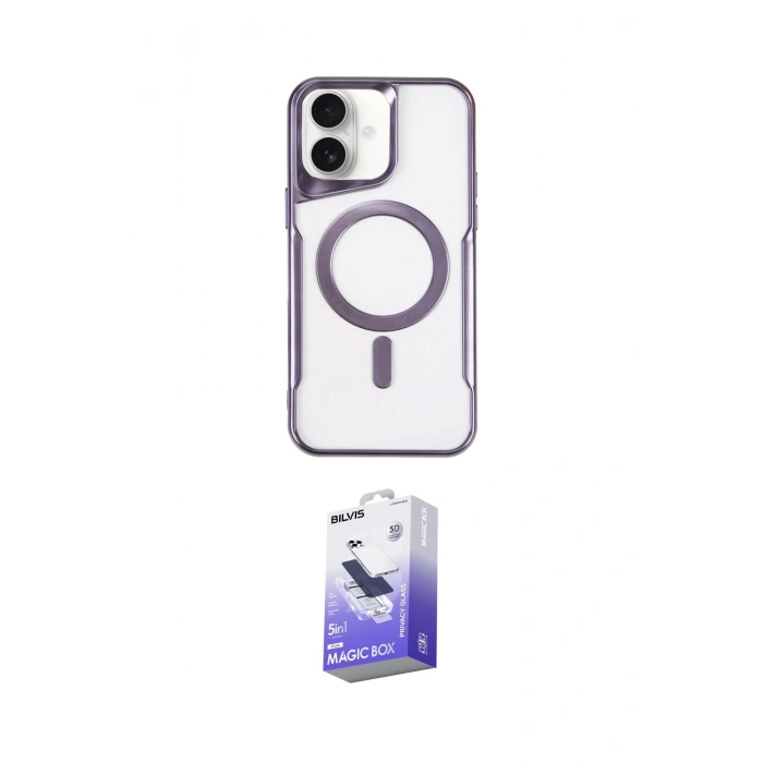 MARSİLYAN™- iPhone 16 Kılıf Yadigar Klasik Özel Seri - Siyah Bilvis 5in1 5D Magic Hayalet Cam Ekran Koruyucu