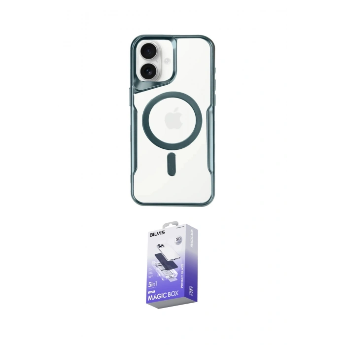MARSİLYAN™- iPhone 16 Kılıf Yadigar Klasik Özel Seri - Siyah Bilvis 5in1 5D Magic Hayalet Cam Ekran Koruyucu