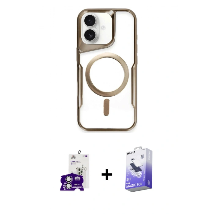 MARSİLYAN™- iPhone 16 Kılıf Yadigar Klasik Özel Seri - Siyah Bilvis 5in1 5D Magic Hayalet Cam Ekran Koruyucu + Bilvis Titan Kamera Lens - GS