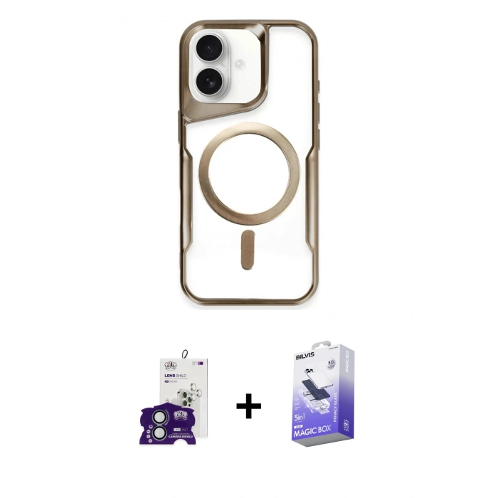 MARSİLYAN™- iPhone 16 Kılıf Yadigar Klasik Özel Seri - Siyah Bilvis 5in1 5D Magic Hayalet Cam Ekran Koruyucu + Yeşil Bilvis Titan Kamera Lens