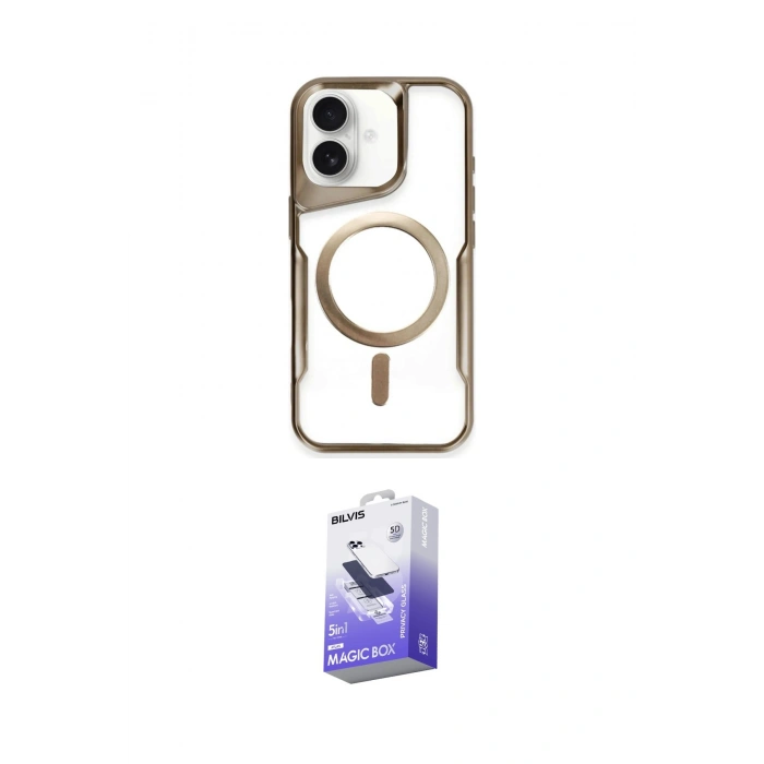 MARSİLYAN™- iPhone 16 Kılıf Yadigar Klasik Özel Seri - Siyah Bilvis 5in1 5D Magic Hayalet Cam Ekran Koruyucu