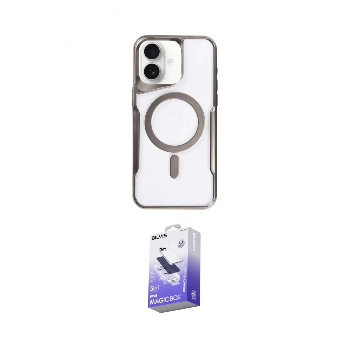 MARSİLYAN™- iPhone 16 Kılıf Yadigar Klasik Özel Seri - Siyah Bilvis 5in1 5D Magic Hayalet Cam Ekran Koruyucu