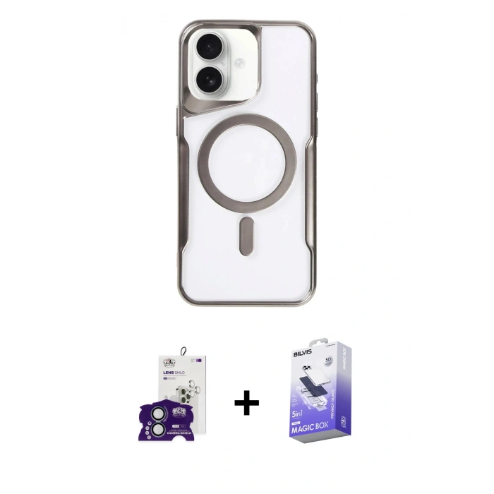MARSİLYAN™- iPhone 16 Kılıf Yadigar Klasik Özel Seri - Siyah Bilvis 5in1 5D Magic Hayalet Cam Ekran Koruyucu + Yeşil Bilvis Titan Kamera Lens
