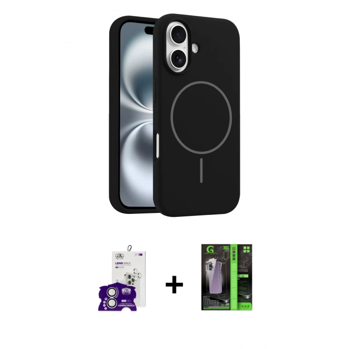 MARSİLYAN™- iPhone 16 Kılıf Yankı Form Serisi - Şeffaf 360 Full Body Arka Koruyucu + Bilvis Titan Kamera Lens - GS