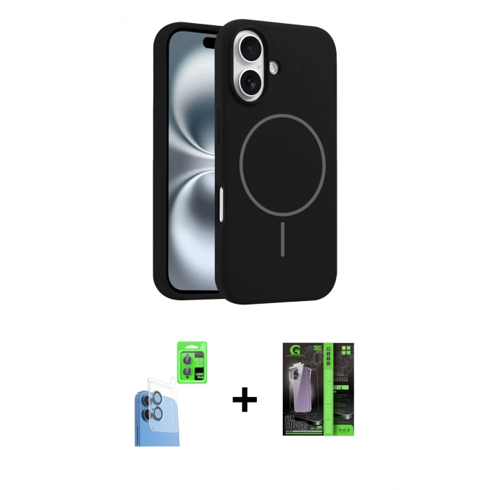 MARSİLYAN™- iPhone 16 Kılıf Yankı Form Serisi - Şeffaf 360 Full Body Arka Koruyucu + Raze Metal Kamera Lens - LT