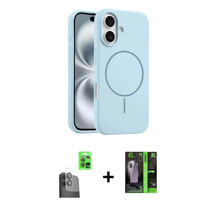 MARSİLYAN™- iPhone 16 Kılıf Yankı Form Serisi - Şeffaf 360 Full Body Arka Koruyucu + Raze Metal Kamera Lens - SH