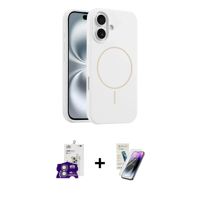 MARSİLYAN™- iPhone 16 Kılıf Yankı Form Serisi - Şeffaf Pasifik Cam Ekran Koruyucu + Bilvis Titan Kamera Lens - GS