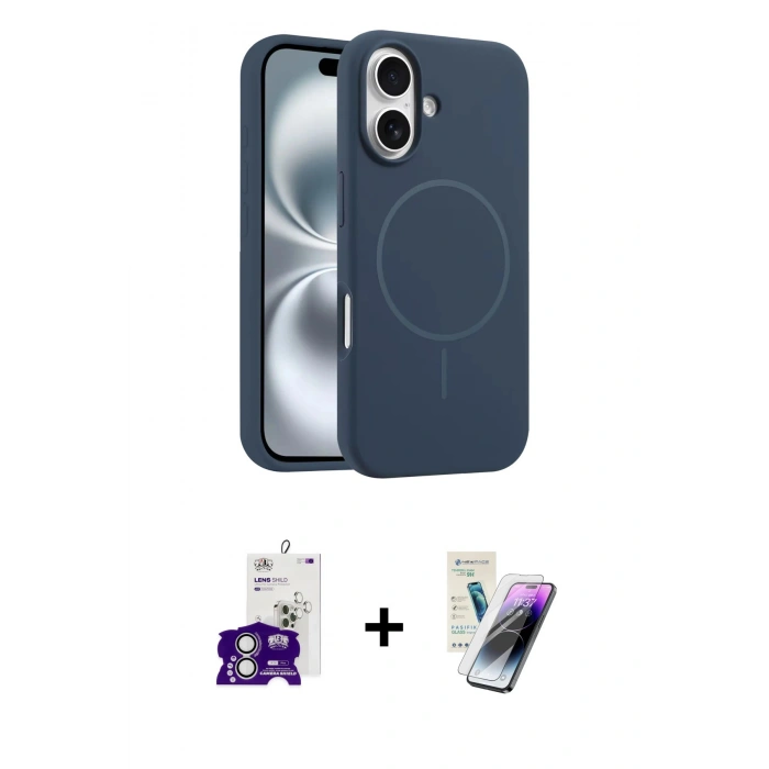 MARSİLYAN™- iPhone 16 Kılıf Yankı Form Serisi - Şeffaf Pasifik Cam Ekran Koruyucu + Bilvis Titan Kamera Lens - GS