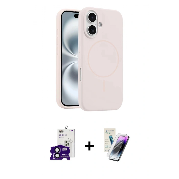 MARSİLYAN™- iPhone 16 Kılıf Yankı Form Serisi - Şeffaf Pasifik Cam Ekran Koruyucu + Bilvis Titan Kamera Lens - SH