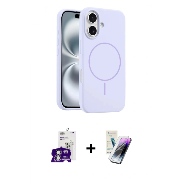 MARSİLYAN™- iPhone 16 Kılıf Yankı Form Serisi - Şeffaf Pasifik Cam Ekran Koruyucu + Bilvis Titan Kamera Lens - GS